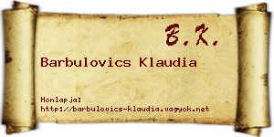 Barbulovics Klaudia névjegykártya